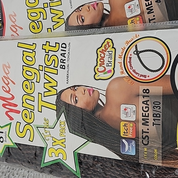 Mega Sengal Twist Braid Crochet Hair 3 Bundles X 2 Packs T1B/30 & #4 Dark Brown - Picture 9 of 15